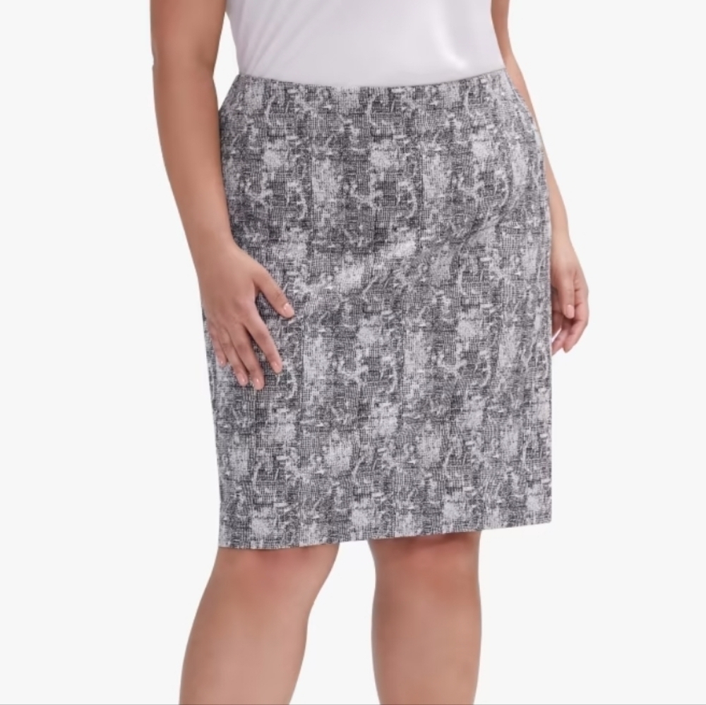 MM Lafleur Black & Cream Crackle Pencil Skirt 10